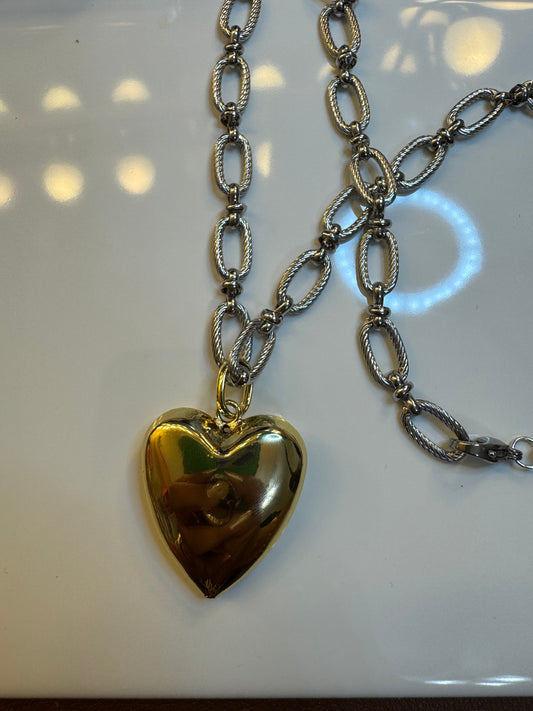 Two tone heart necklace