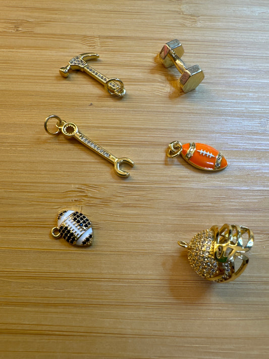 Charm bar- tools, football and weights