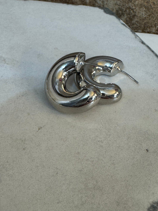 Silver- bold chunky hoops