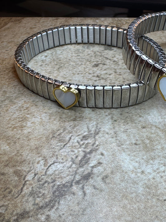 Silver heart bangle