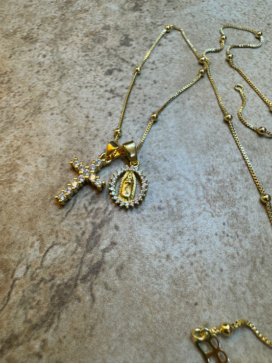 Cross and Guadalupe necklace