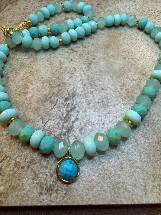 Blue waters beaded necklace