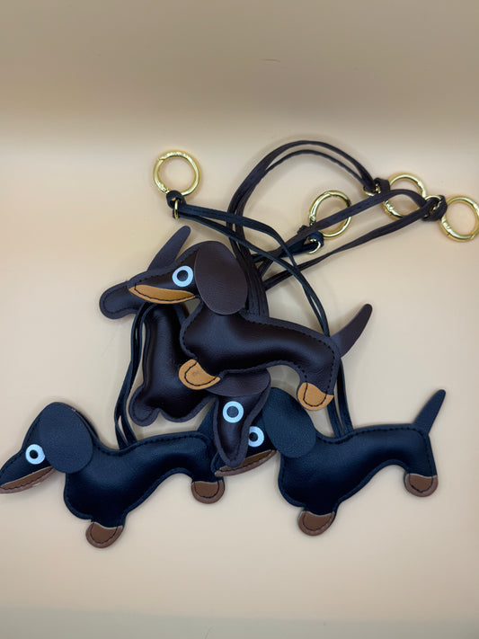 Weenie dog bag charm