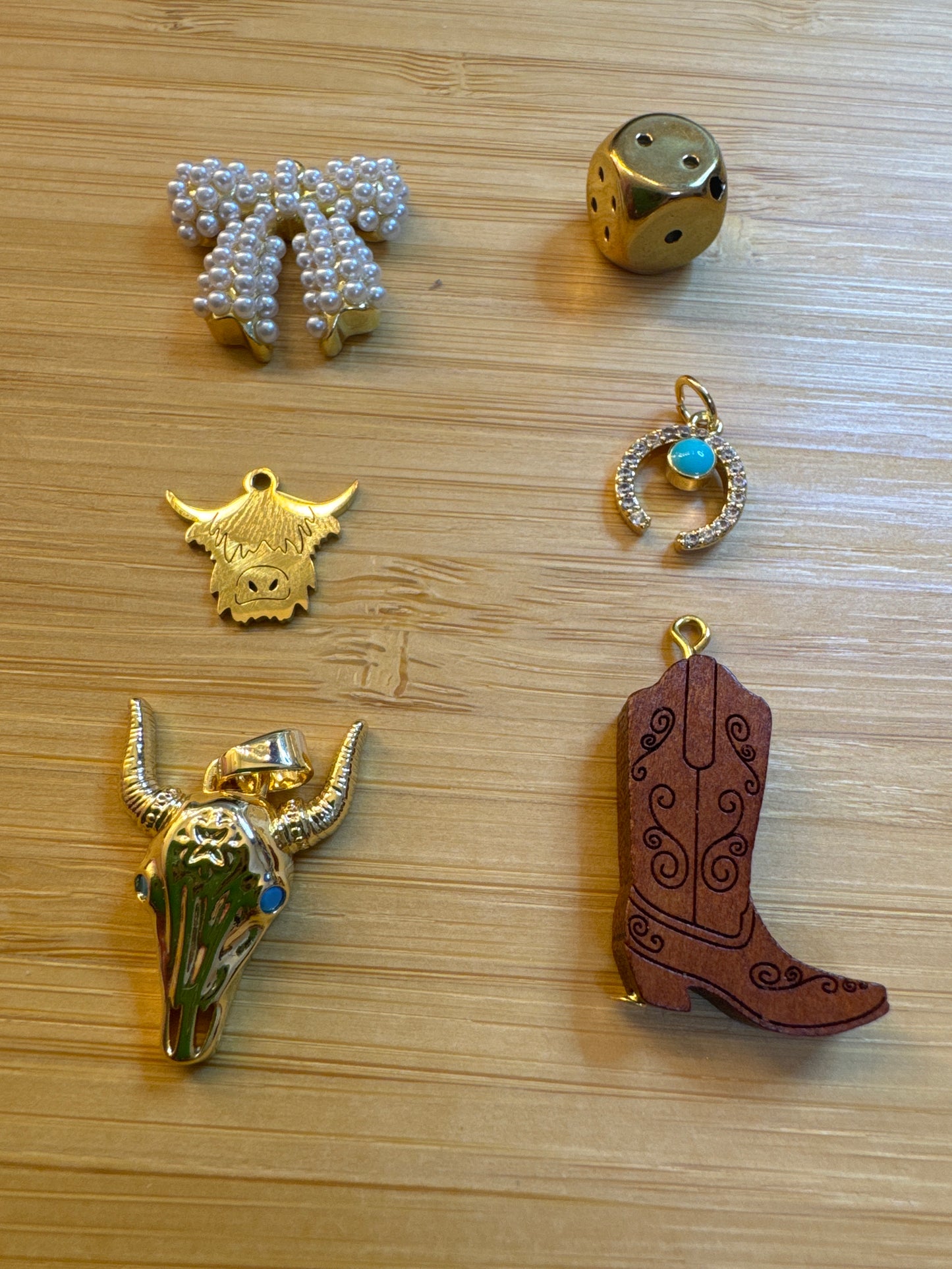 Charm bar - bow, cow and boots