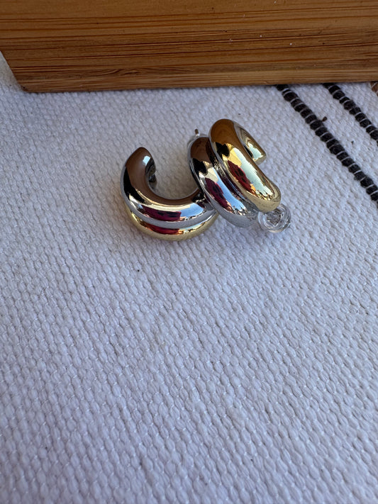 Mixed metals small hoops