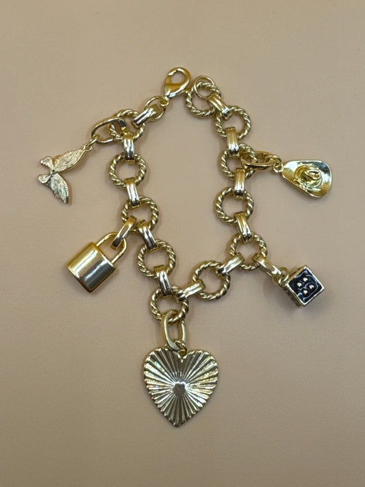 Heart lock charm bracelet