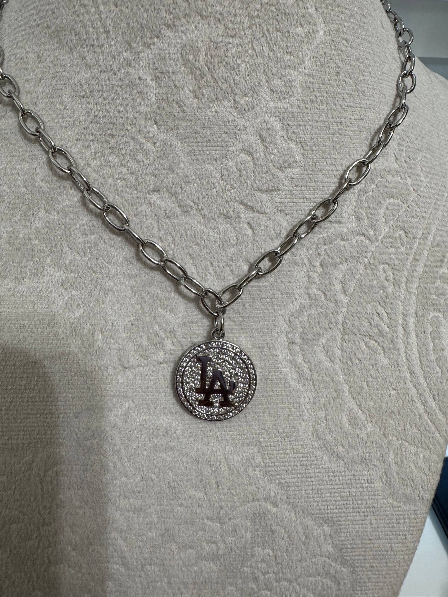 LA silver medallion necklace