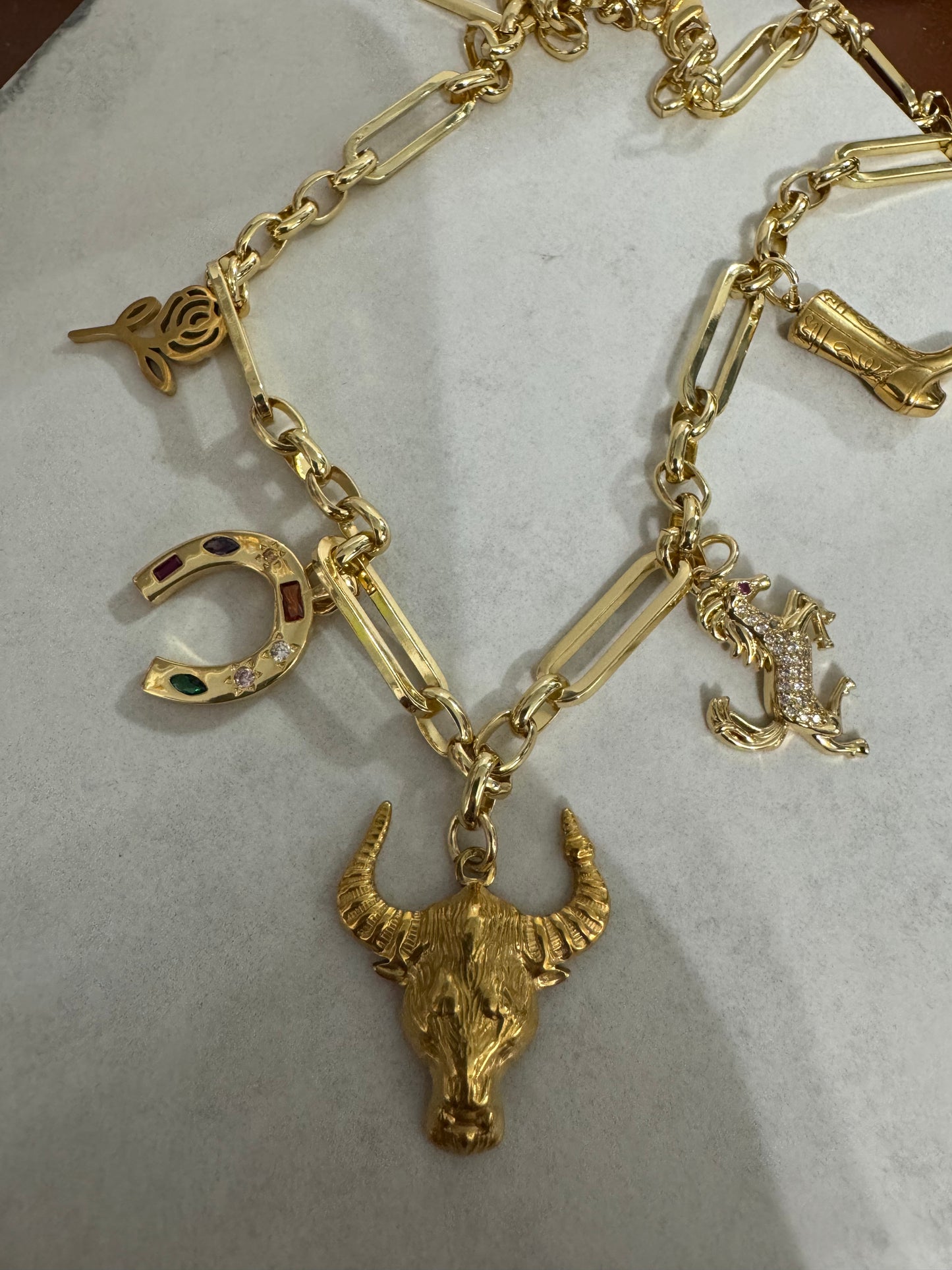 Bull charm necklace