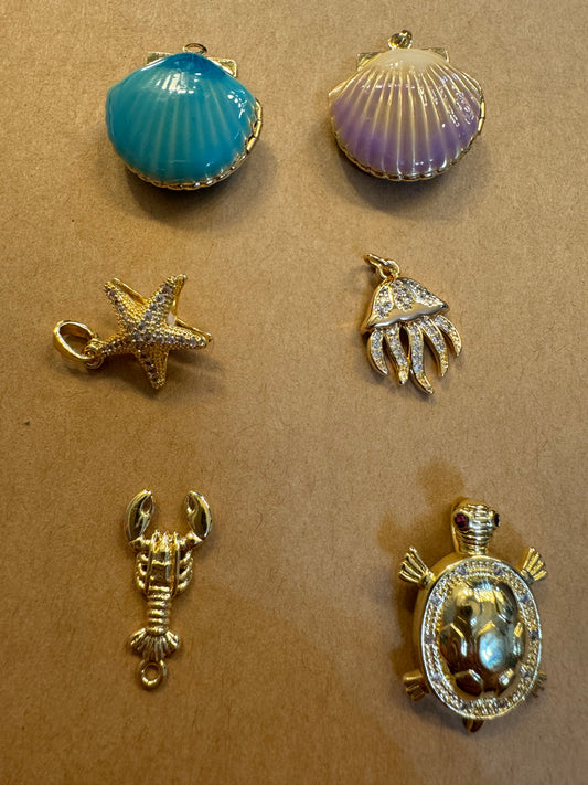 Charms- shells and turtles