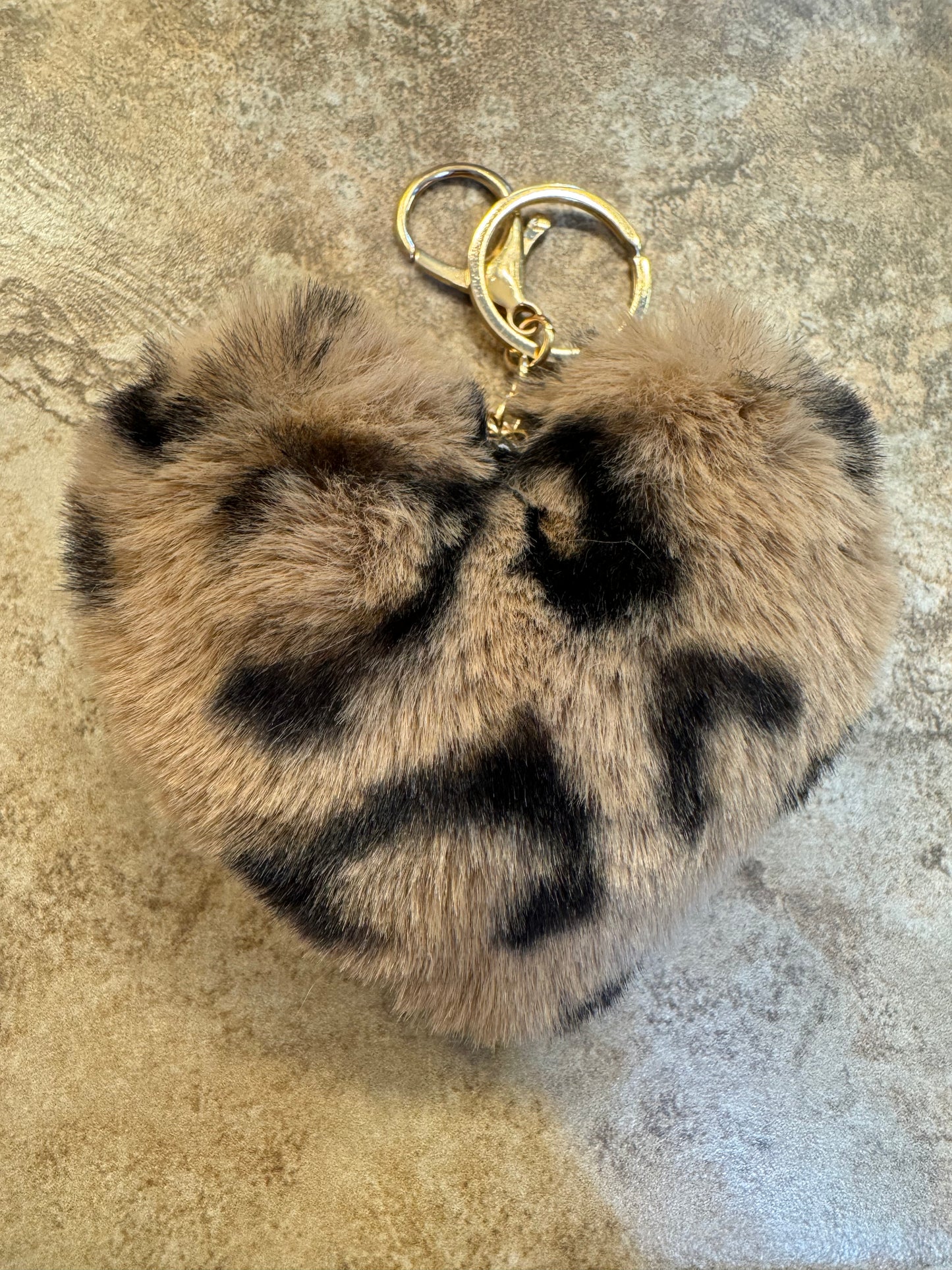 Fuzzy heart bag charm